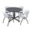 Kobe Kobe Round Table & Chair Set, Wood, Metal, Plastic Top, Grey TKB48RNDGY47GY - alternate 1